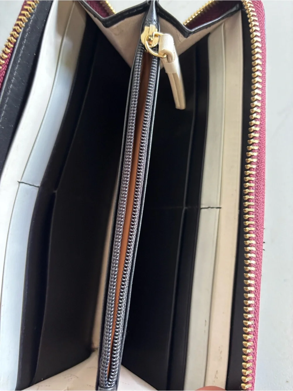 RADLEY LONDON Black & Burgundy Zip-Around Wallet with Mushroom and Dog Motif